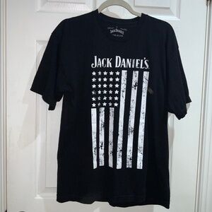 Jack Daniel's No. 7 American Flag Black cotton T-Shirt Made In USA Size L